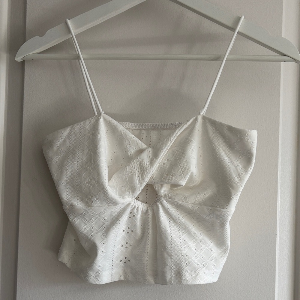 Elegant White Eyelet Women's Top